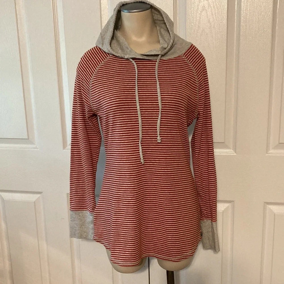 Eddie Bauer Striped Hooded Pullover Long Steve Top L - Picture 1 of 16
